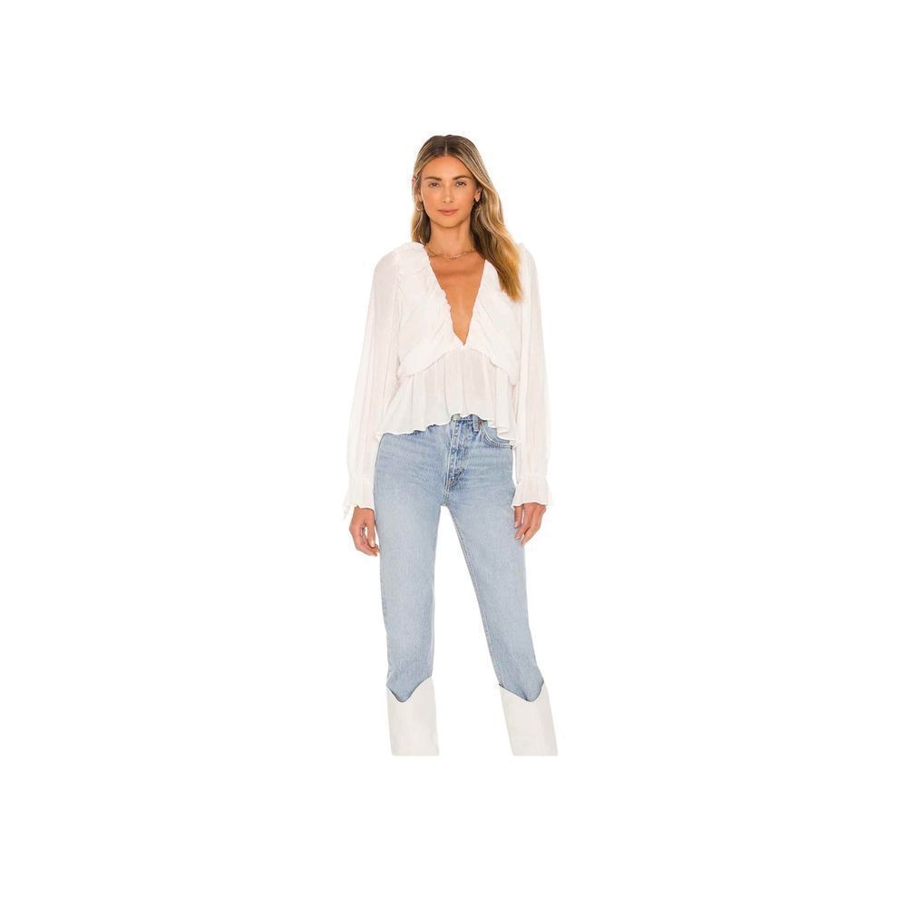 Free People White Ruffled Blouse - Picture 4 of 5